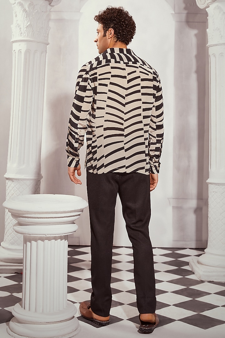 Black Cotton Knit Straight Trousers by Nikita Mhaisalkar Men at Pernia's Pop Up Shop