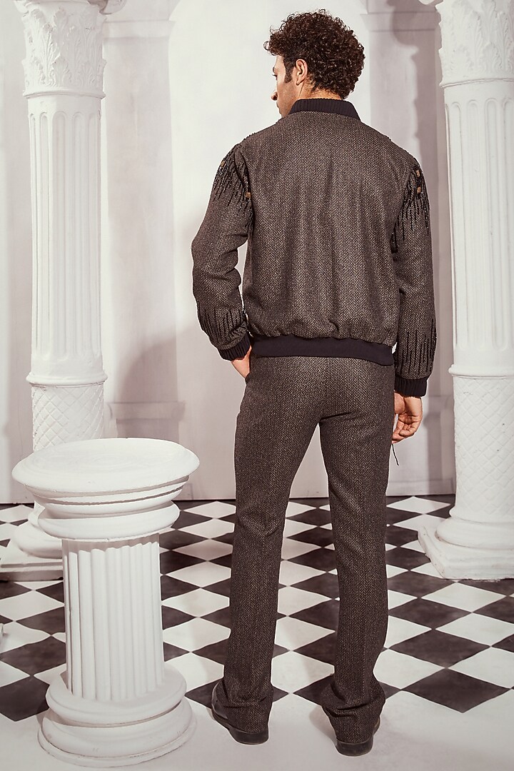 Grey Tweed Trousers by Nikita Mhaisalkar Men at Pernia's Pop Up Shop