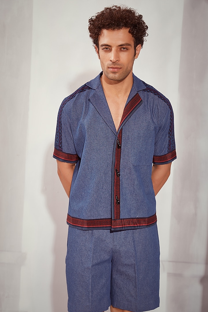 Blue Denim Co-Ord Set by Nikita Mhaisalkar Men at Pernia's Pop Up Shop