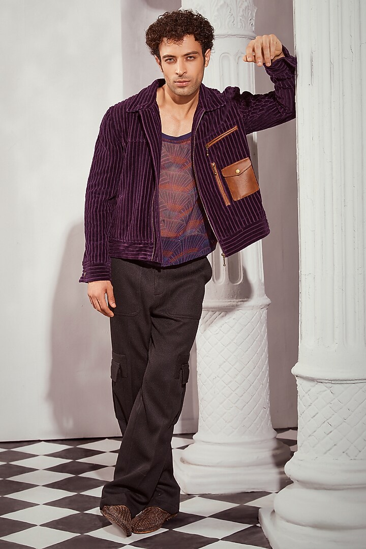 Aubergine Chiffon Tank Top by Nikita Mhaisalkar Men at Pernia's Pop Up Shop