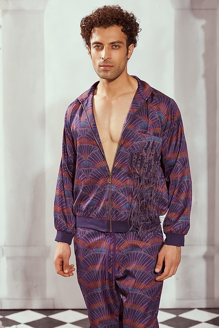 Multi-Colored Silk Satin Printed Jacket Set by Nikita Mhaisalkar Men at Pernia's Pop Up Shop