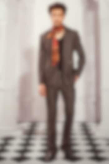 Grey Tweed Blazer Set by Nikita Mhaisalkar Men