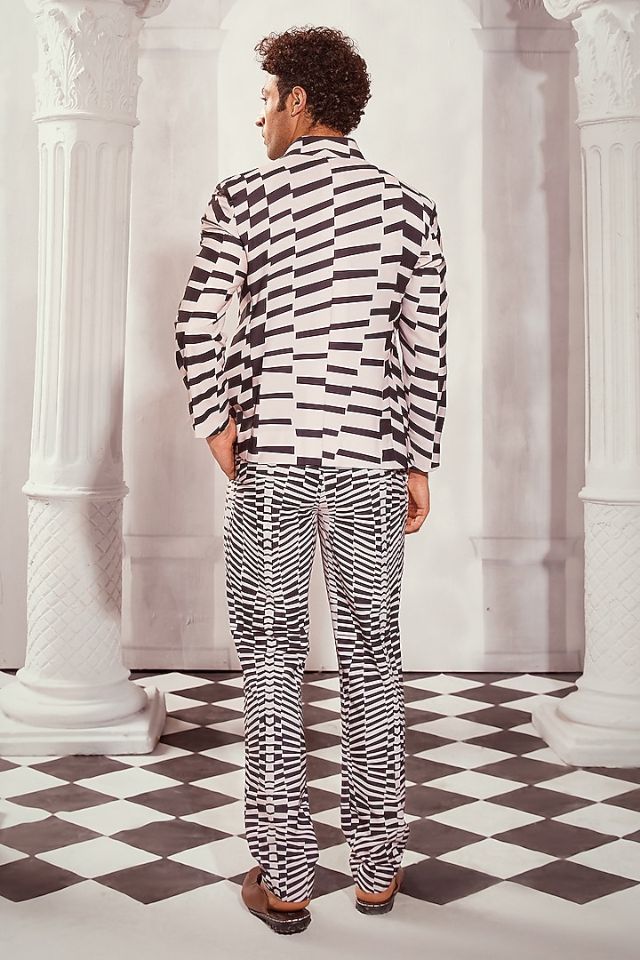 Black & White Double Georgette Printed Trousers by Nikita Mhaisalkar Men at Pernia's Pop Up Shop