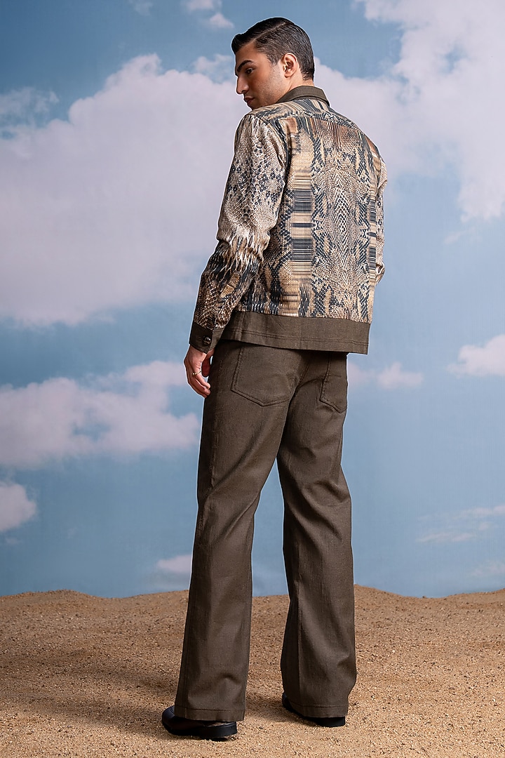 Brown Hemp Denim Pants by Nikita Mhaisalkar Men at Pernia's Pop Up Shop