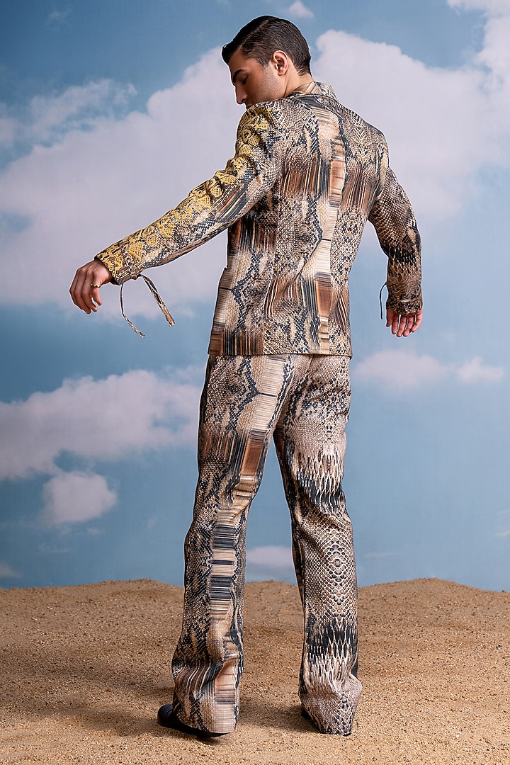 Multi-Colored Hemp Denim Python Printed Pant Set by Nikita Mhaisalkar Men at Pernia's Pop Up Shop
