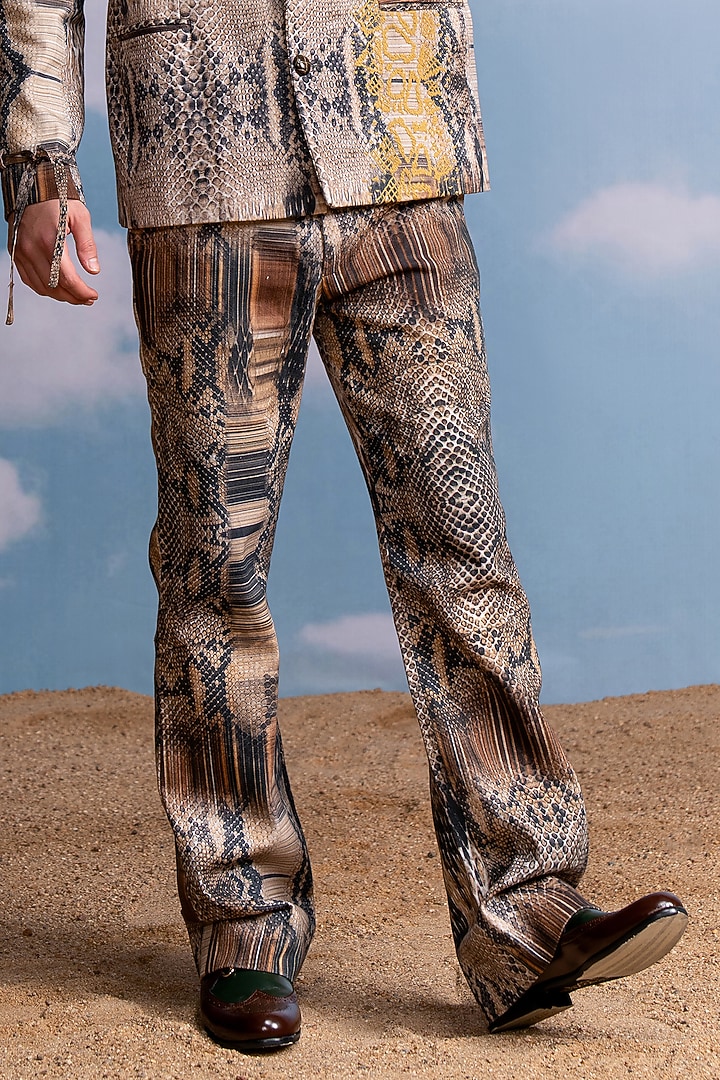 Multi-Colored Hemp Denim Python Printed Pant Set by Nikita Mhaisalkar Men at Pernia's Pop Up Shop