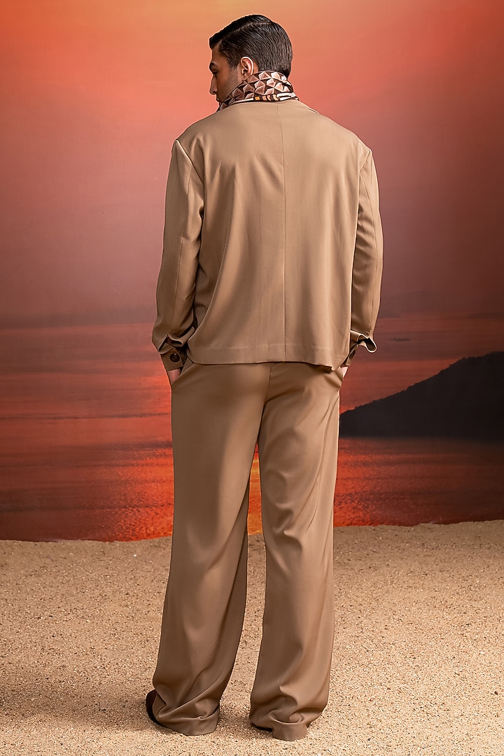 Beige Luxe Suiting Co-Ord Set by Nikita Mhaisalkar Men at Pernia's Pop Up Shop