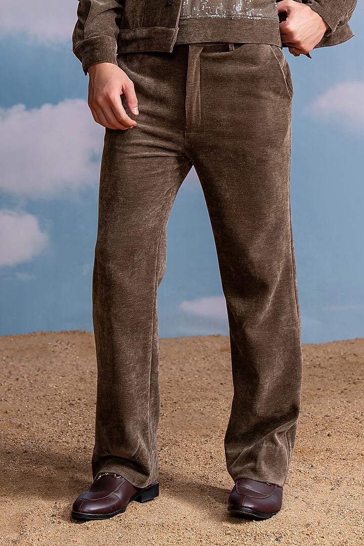 Brown Corduroy Pants by Nikita Mhaisalkar Men at Pernia's Pop Up Shop