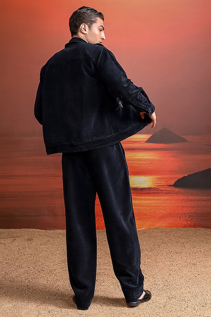 Indigo Corduroy Bomber Jacket by Nikita Mhaisalkar Men at Pernia's Pop Up Shop