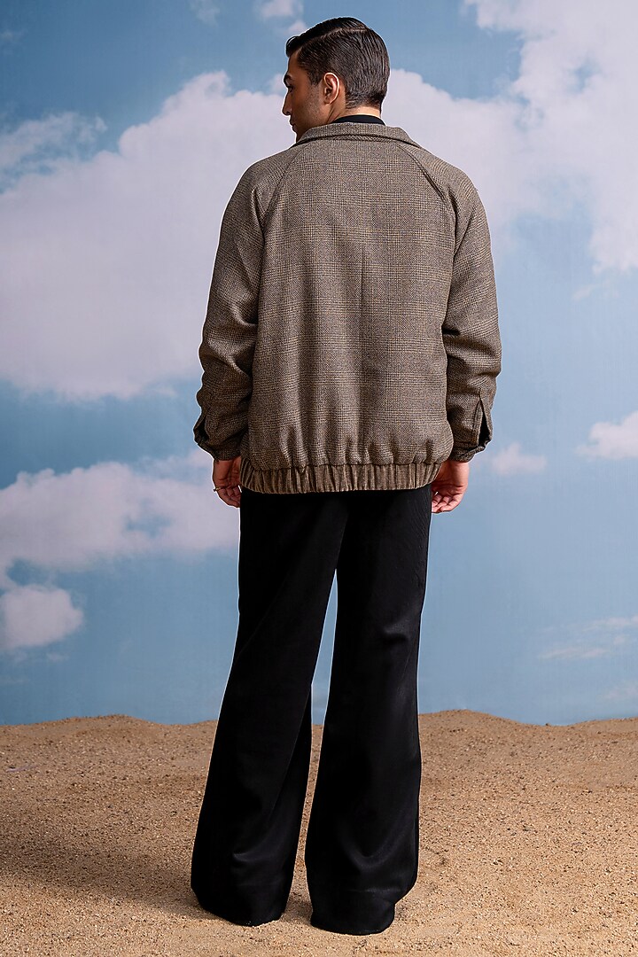 Brown Luxe Suiting Bomber Jacket by Nikita Mhaisalkar Men at Pernia's Pop Up Shop