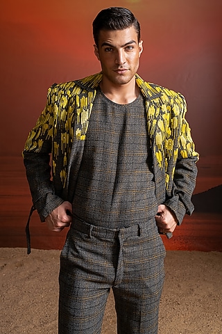 Grey Luxe Suiting Vest by Nikita Mhaisalkar Men