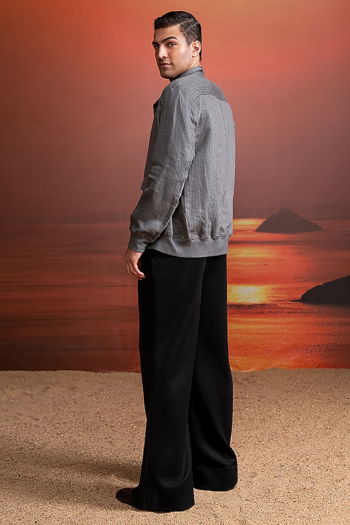 Grey Tweed Printed Wedding Shirt by Nikita Mhaisalkar Men at Pernia's Pop Up Shop