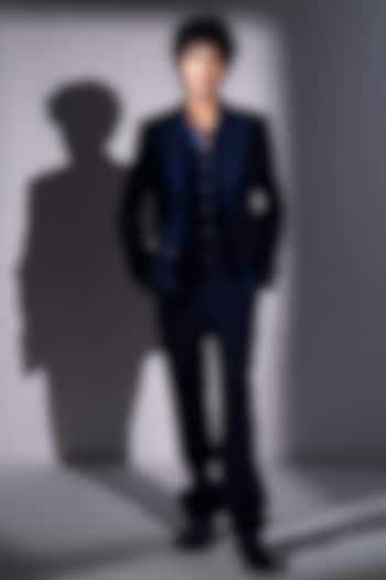 Navy Blue Corduroy Jacket Set by Nikita Mhaisalkar Men at Pernia's Pop Up Shop