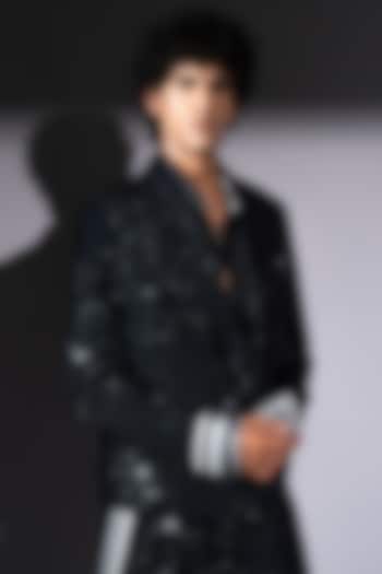 Black Georgette Galaxy Printed Blazer by Nikita Mhaisalkar Men at Pernia's Pop Up Shop
