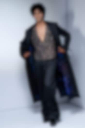 Grey Luxe Suiting Trench Coat by Nikita Mhaisalkar Men at Pernia's Pop Up Shop