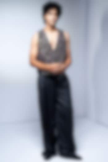 Multi-Colored Tulle Cluster Embroidered Vest by Nikita Mhaisalkar Men at Pernia's Pop Up Shop