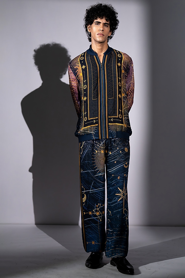 Purple Georgette Printed Co-Ord Set by Nikita Mhaisalkar Men at Pernia's Pop Up Shop