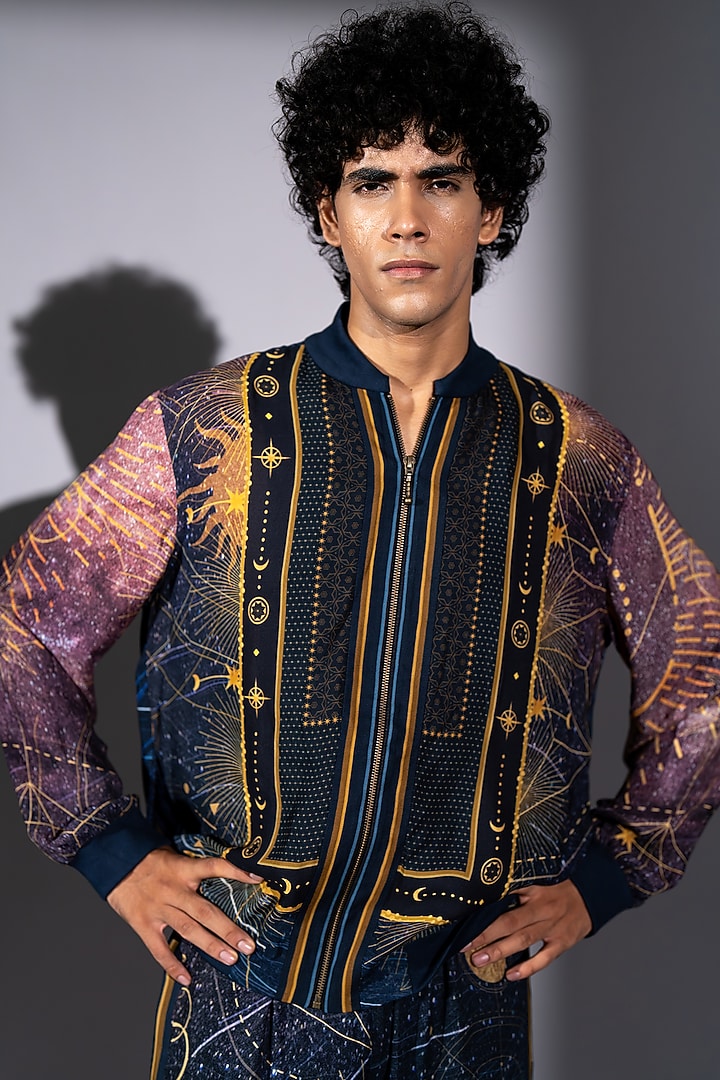 Purple Georgette Printed Co-Ord Set by Nikita Mhaisalkar Men at Pernia's Pop Up Shop