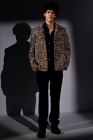 Multi-Colored Tweed Bomber Jacket by Nikita Mhaisalkar Men