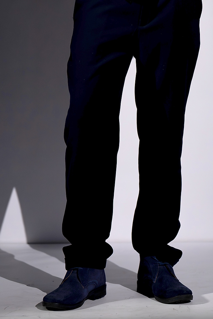 Navy Blue Luxe Suiting Co-Ord Set by Nikita Mhaisalkar Men at Pernia's Pop Up Shop