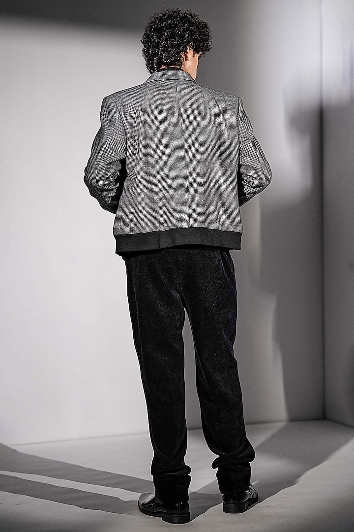 Grey Luxe Suiting Checkered Jacket by Nikita Mhaisalkar Men at Pernia's Pop Up Shop