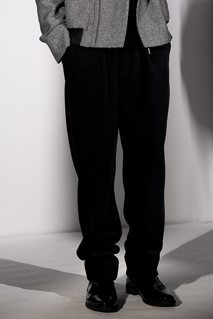Black Corduroy Pants by Nikita Mhaisalkar Men at Pernia's Pop Up Shop