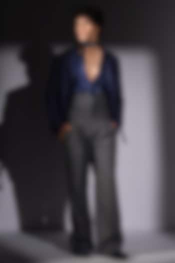 Blue Suede Bomber Jacket Set by Nikita Mhaisalkar Men at Pernia's Pop Up Shop