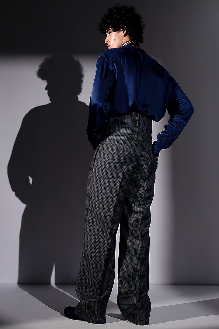 Blue Suede Bomber Jacket Set by Nikita Mhaisalkar Men at Pernia's Pop Up Shop