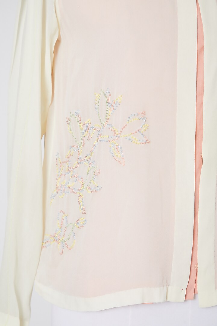 White Floral Embroidered Shirt by Nineteen89 By Divya Bagri at Pernia's Pop Up Shop