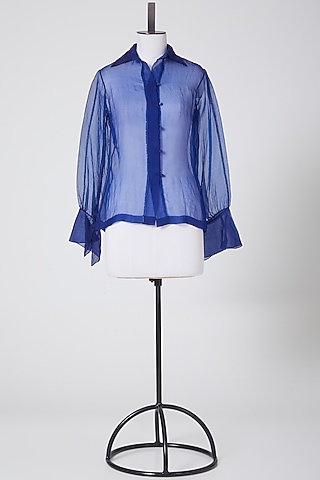 Cobalt Blue Sheer Shirt by Nineteen89 By Divya Bagri