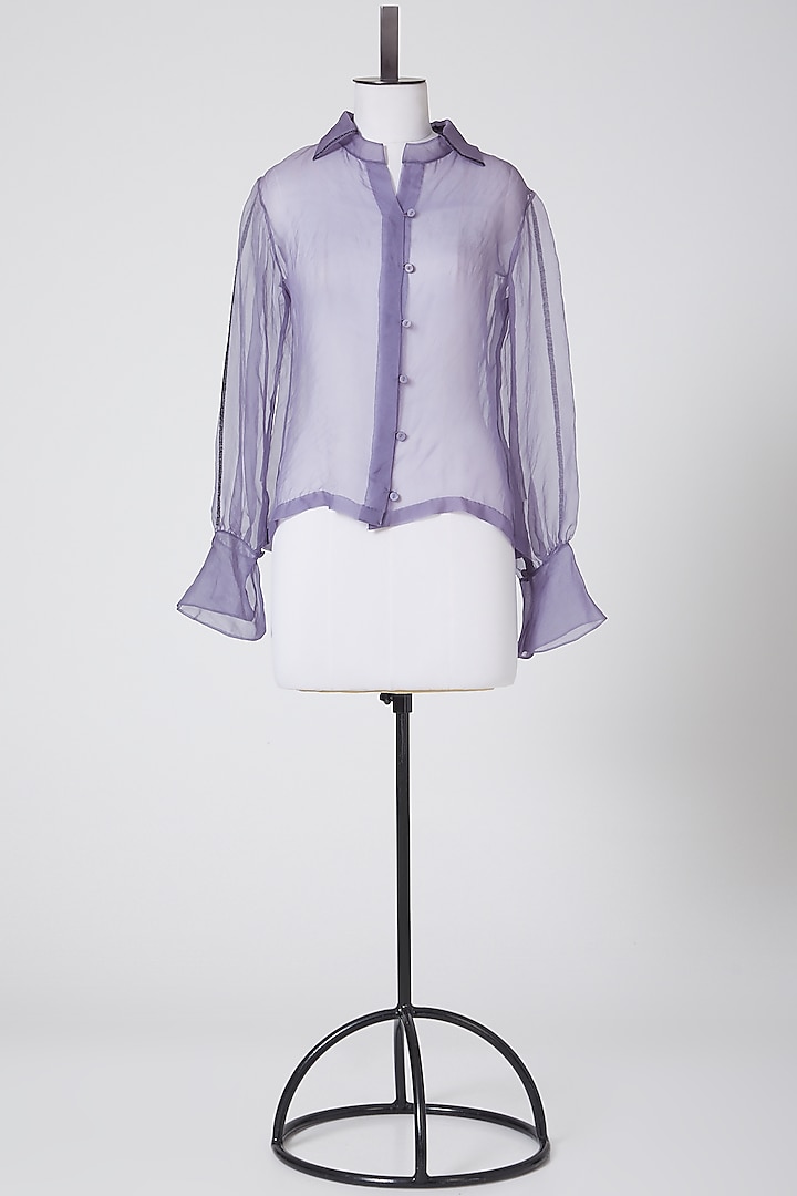 Purple Sheer Organza Shirt by Nineteen89 By Divya Bagri at Pernia's Pop Up Shop