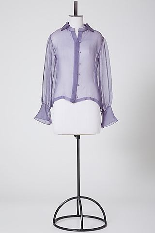 Purple Sheer Organza Shirt by Nineteen89 By Divya Bagri