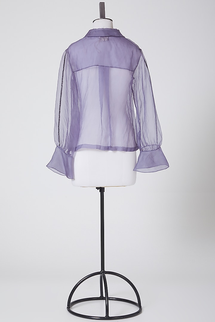 Purple Sheer Organza Shirt by Nineteen89 By Divya Bagri at Pernia's Pop Up Shop
