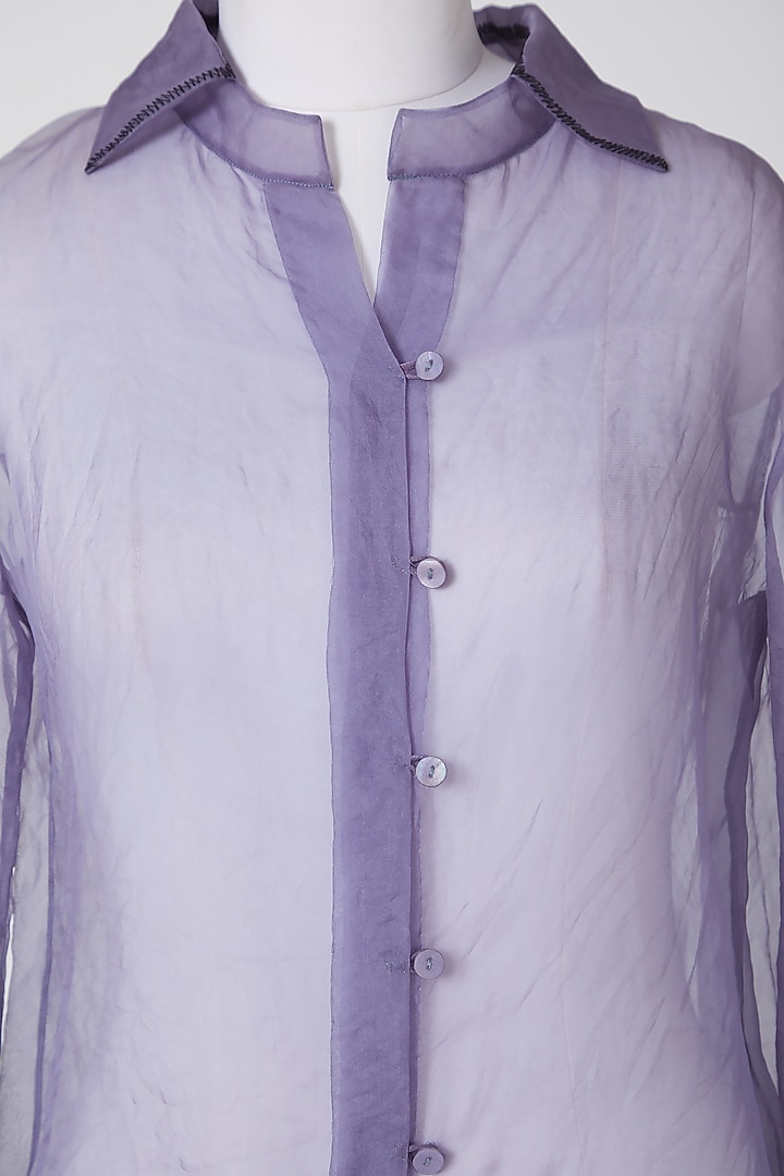 Purple Sheer Organza Shirt by Nineteen89 By Divya Bagri at Pernia's Pop Up Shop