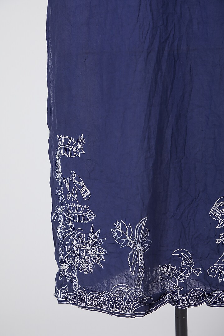 Midnight Blue Embroidered Kurta by Nineteen89 By Divya Bagri at Pernia's Pop Up Shop