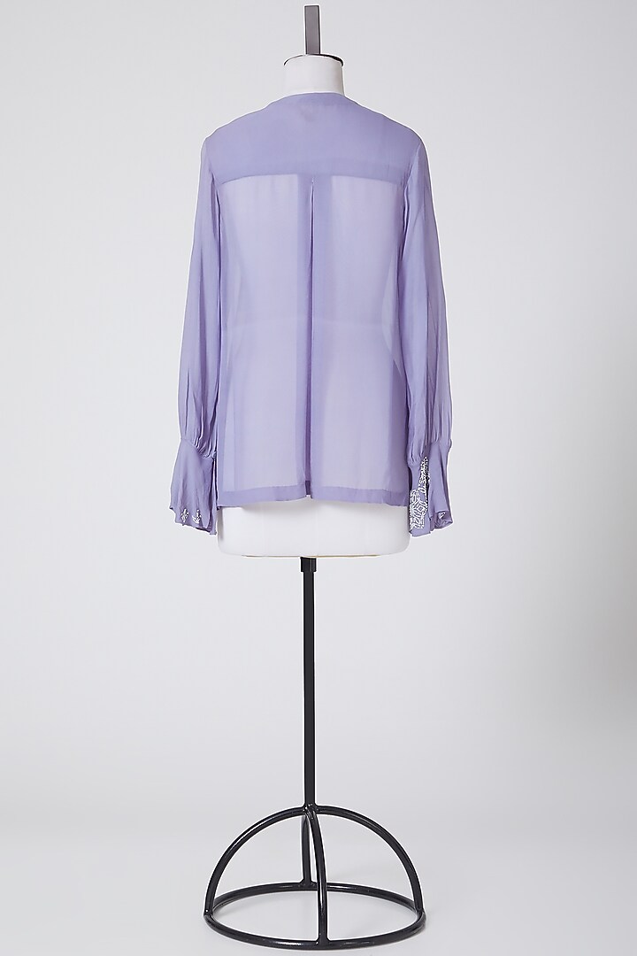 Powder Blue Embroidered Shirt by Nineteen89 By Divya Bagri at Pernia's Pop Up Shop