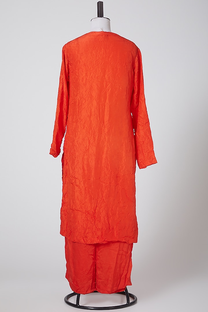 Orange & Green Embroidered Kurta Set by Nineteen89 By Divya Bagri at Pernia's Pop Up Shop