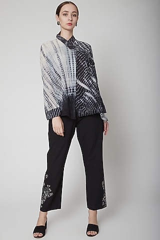 Black Shirt With Shibori Print by Nineteen89 by Divya Bagri