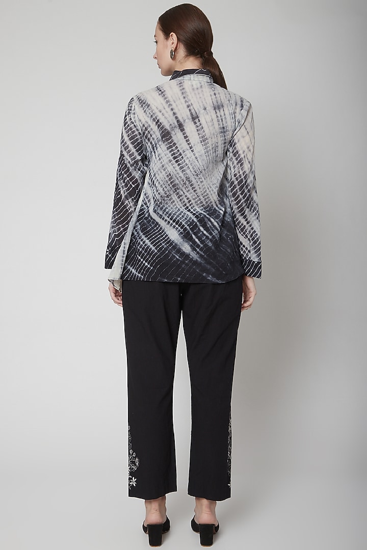 Black Shirt With Shibori Print by Nineteen89 by Divya Bagri at Pernia's Pop Up Shop