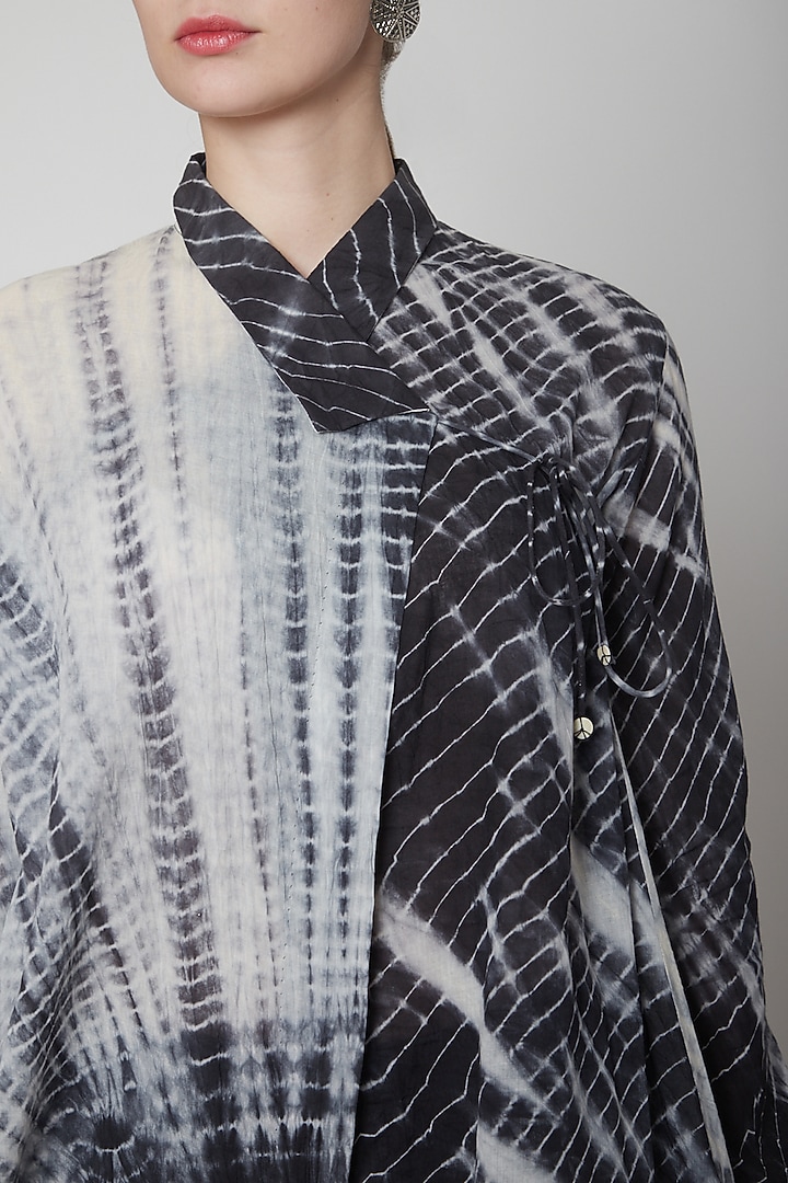Black Shirt With Shibori Print by Nineteen89 by Divya Bagri at Pernia's Pop Up Shop