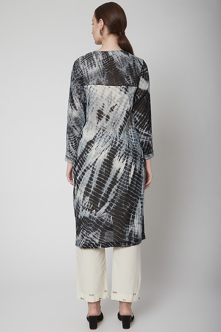 Black Shibori Printed Kurta With Pants by Nineteen89 by Divya Bagri at Pernia's Pop Up Shop