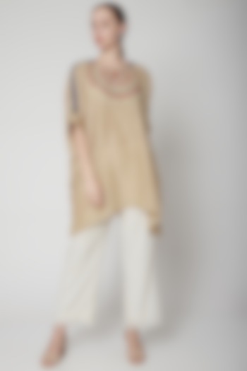 Beige Embroidered Kurta With Pants by Nineteen89 by Divya Bagri