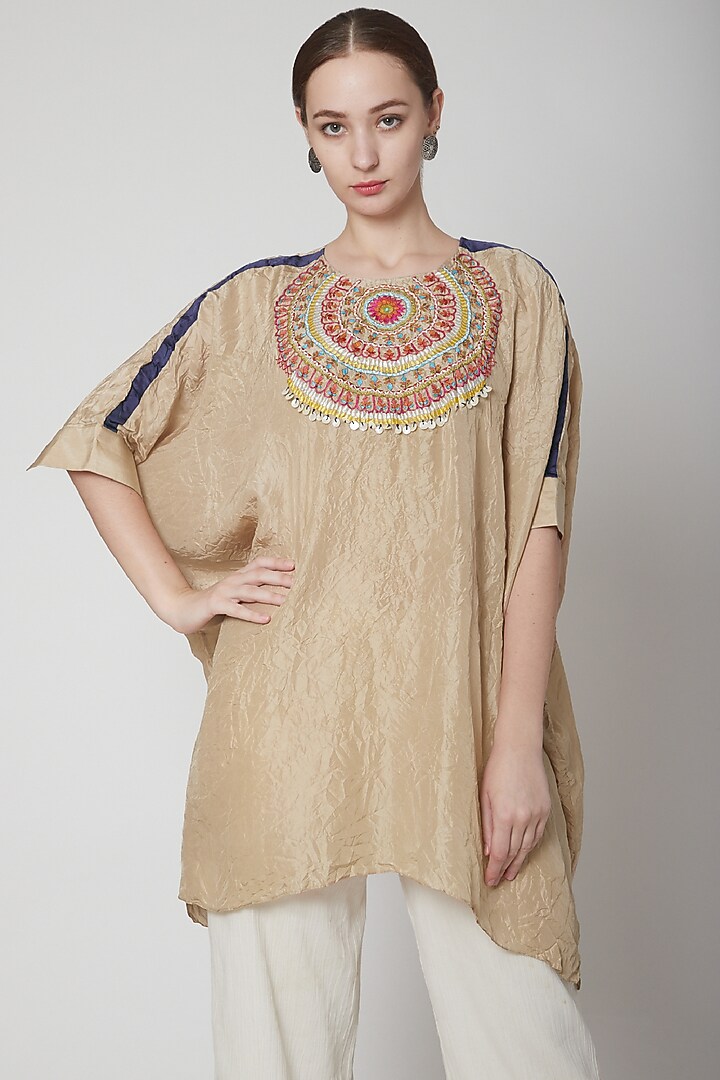 Beige Embroidered Kurta With Pants by Nineteen89 by Divya Bagri at Pernia's Pop Up Shop