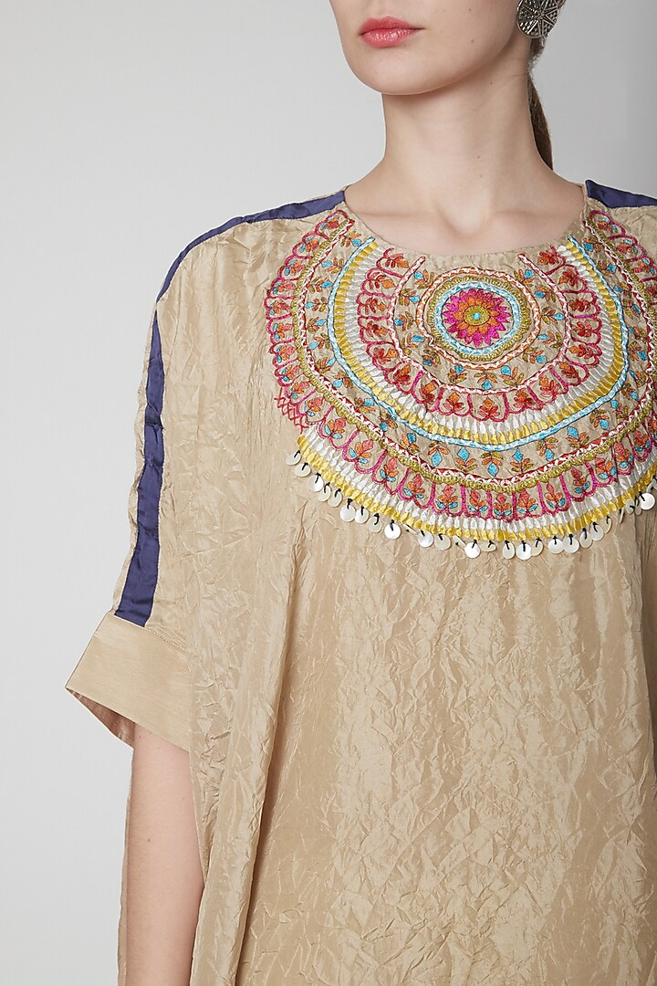 Beige Embroidered Kurta With Pants by Nineteen89 by Divya Bagri at Pernia's Pop Up Shop