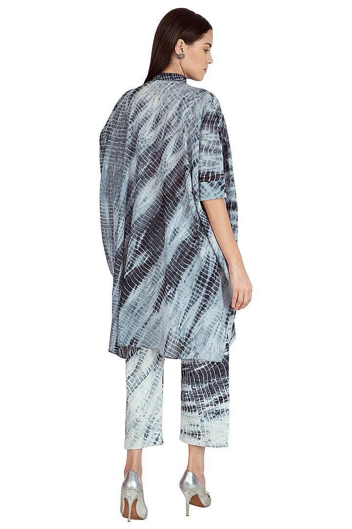 Black Hand Tied Shibori Kaftan With Pants by Nineteen89 by Divya Bagri at Pernia's Pop Up Shop