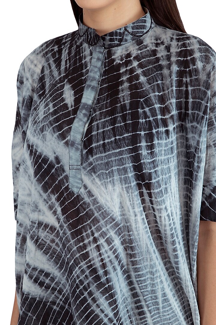 Black Hand Tied Shibori Kaftan With Pants by Nineteen89 by Divya Bagri at Pernia's Pop Up Shop