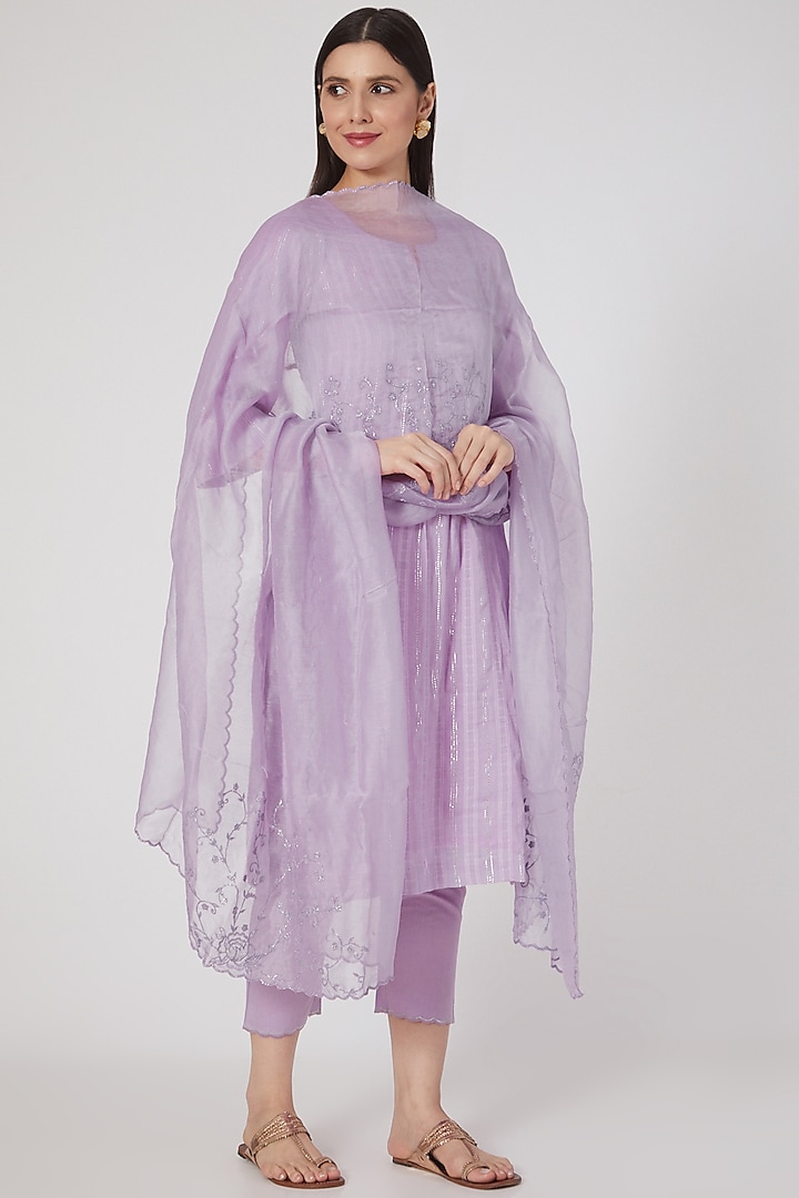 Lavender Pure Cotton Kurta Set by Nineh at Pernia's Pop Up Shop