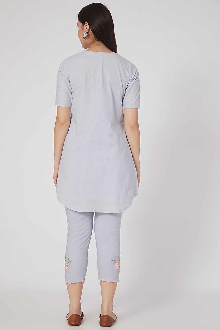 Powder Blue Pure Cotton Kurta Set by Nineh at Pernia's Pop Up Shop