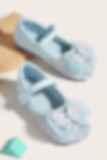 Blue PU Pearl Stone Embroidered Bellies For Girls by Ninobello at Pernia's Pop Up Shop