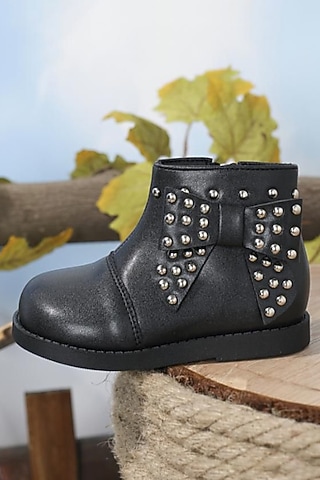 Black PU Boots For Girls by Ninobello